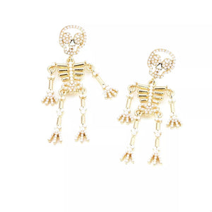 Synthetic Pearl,18K Gold-Plated,Zinc alloy,Rhinestone,Silver-plated Care instruc earrings in Black with straight silhouette