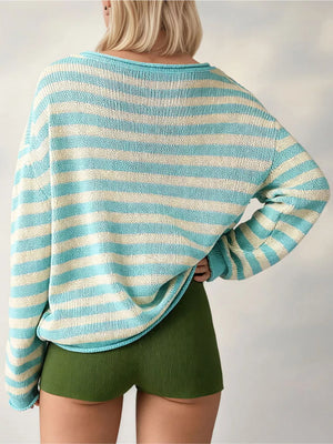 Taupe pullover sweater with hip-length and pullover