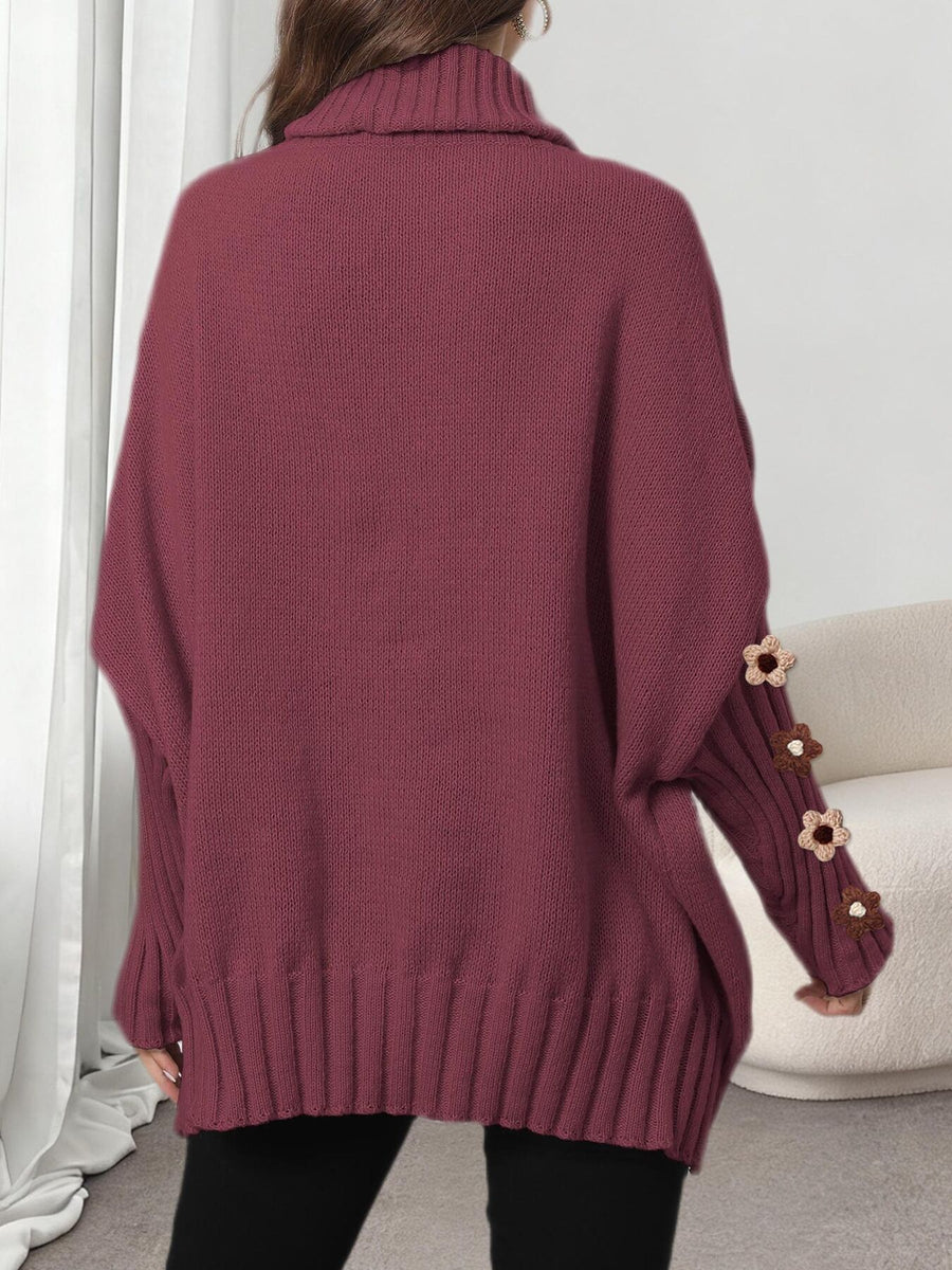 Navy Blue turtleneck sweater with tunic-length and pullover