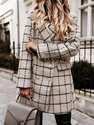 overcoat featuring houndstooth in Tan with 95%polyester, 5%spandex Care instructions: Machine wash cold texture