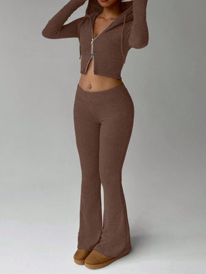 Light Gray lounge set with drawstring and long sleeve