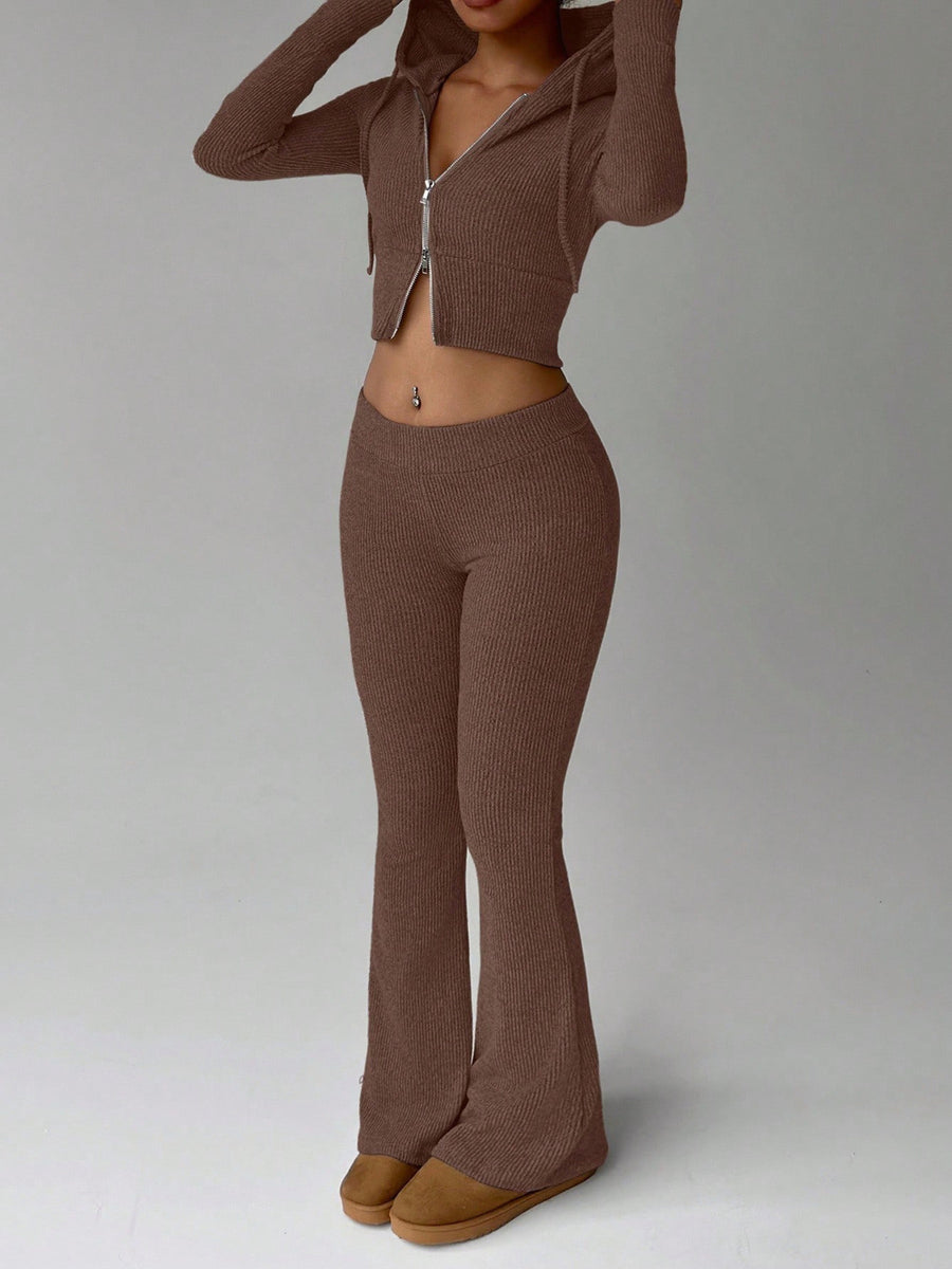 Light Gray lounge set with drawstring and long sleeve