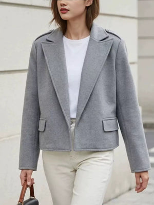 Gray boxy blazer with notch lapel