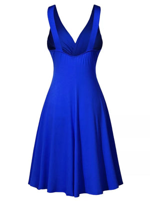A-line dress in Black with ruched and knee-length