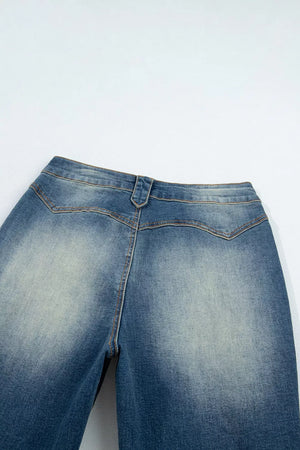 Pocket Detail Flare Leg Jeans in Medium with pocketed