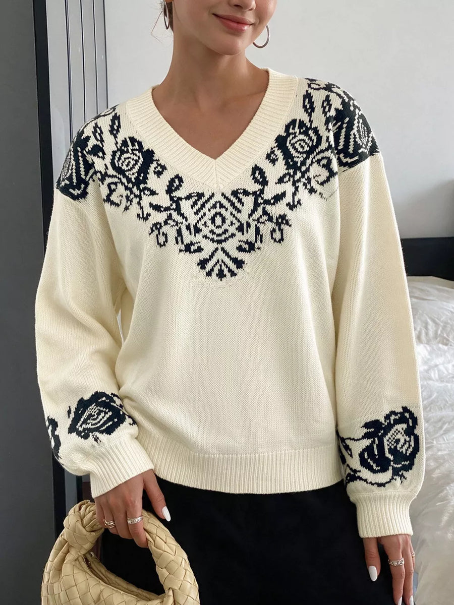 ivory pullover sweater with hip-length and pullover
