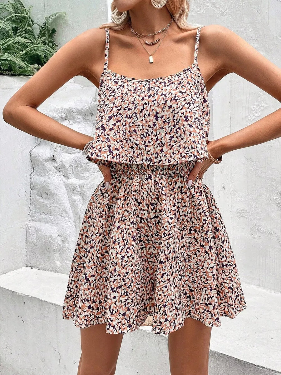 Printed Spaghetti Strap Romper option 4