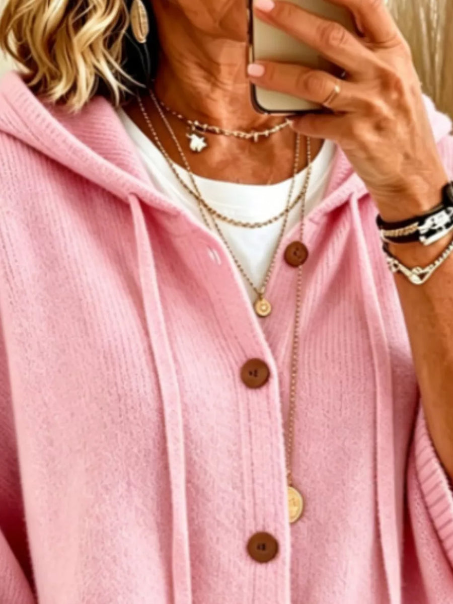 classic cardigan in Pink with hooded