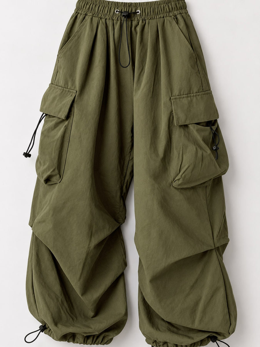 Polyester & cargo pants in Pink with relaxed silhouette