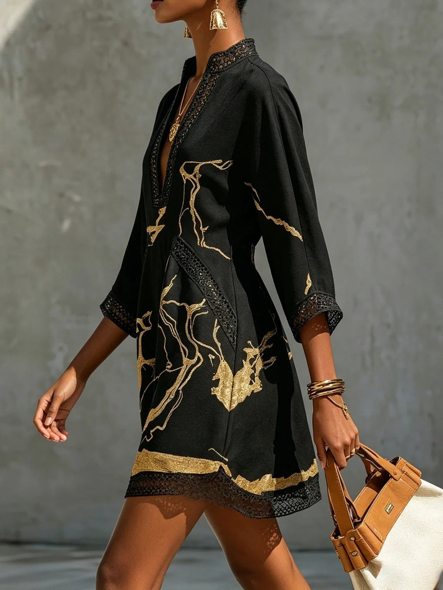 Polyester 95%, Spandex & mini dress in golden yellow with relaxed silhouette
