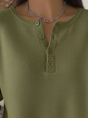 classic pullover sweater in Dark Brown with henley