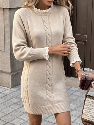 45% acrylic, 29% polyester, 26% polyamide Care instructions: Machine wash cold sweater dress in light beige with slim