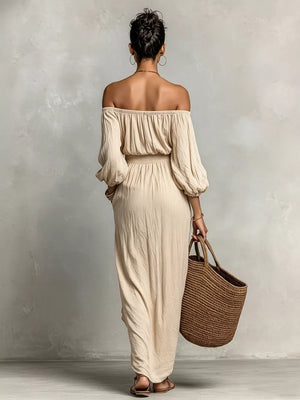 95% polyester, 5% elastane Care instructions: Machine wash cold maxi dress in White with relaxed silhouette