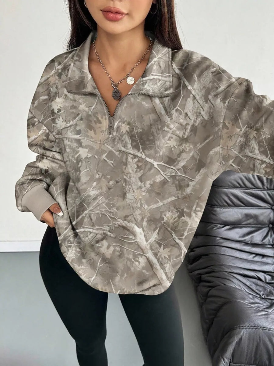 Dark Military Green sweatshirt with hip-length and quarter-zip