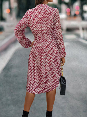 burgundy midi dress with midi and tie