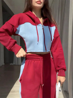 Deep Red tracksuit with zipper and long sleeve