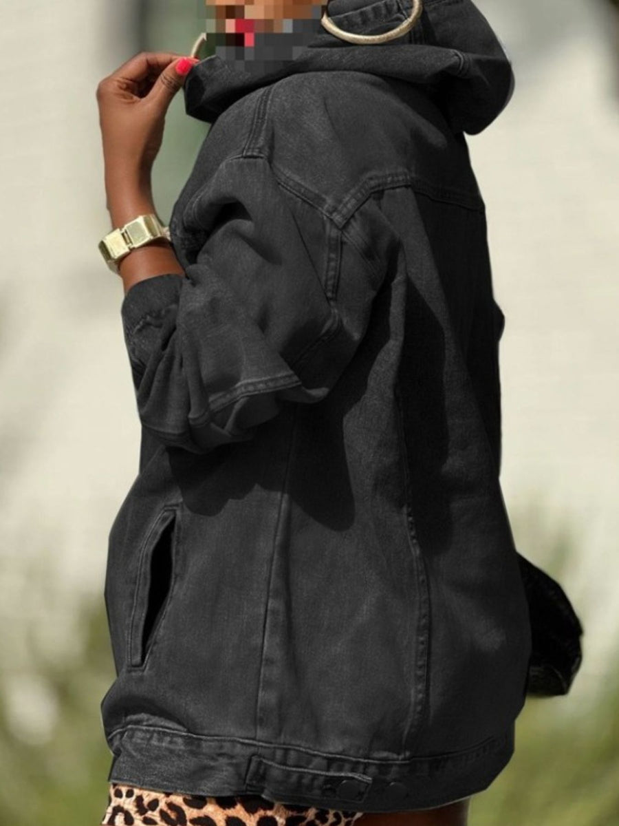 streetwear pullover hoodie in Black with hooded
