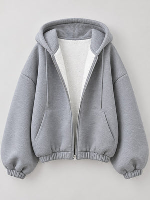 White oversized zip hoodie with hooded