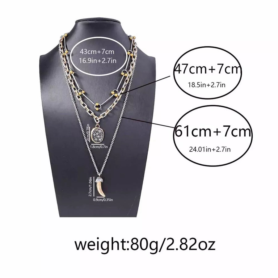 necklace in black with layered and neck-length