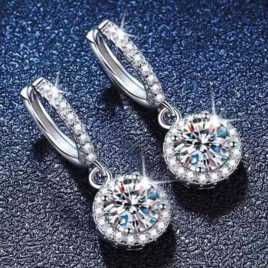 earrings in clear with moissanite stones and short