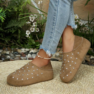 tan flats slip-ons with not applicable