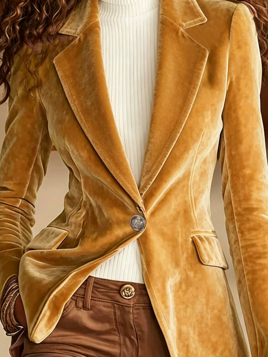 glam blazer in Gold with notch lapel