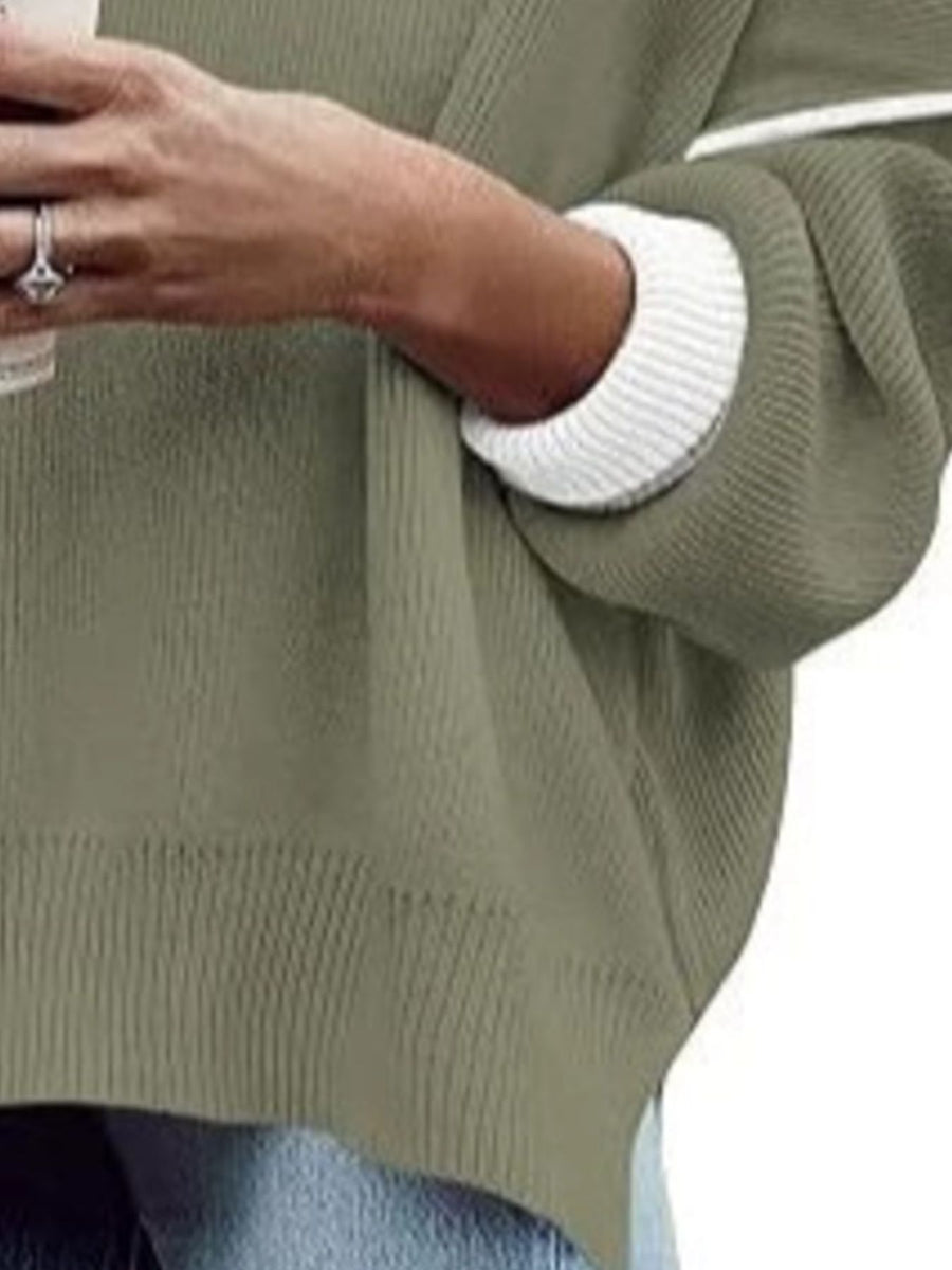 pullover sweater in Black with basic style and hip-length