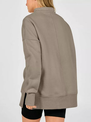 Black sweatshirt with hip-length and quarter-zip