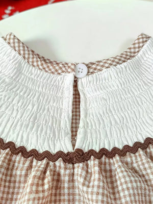 Children's Gingham Football Puff Sleeve Dress option 5