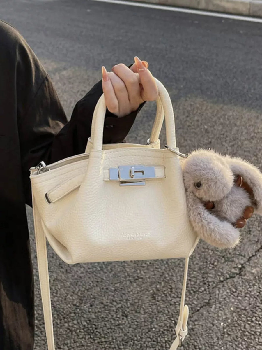 Top Handle Leather Crossbody Bag in Black