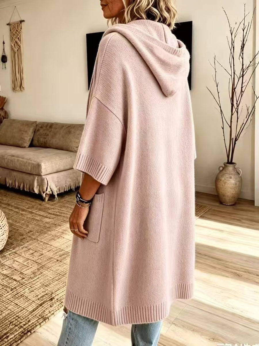 bohemian cardigan in Purple with hooded