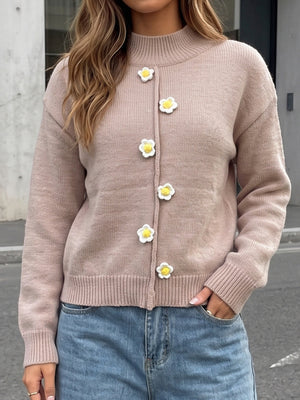 classic cardigan in Ochre with turtleneck