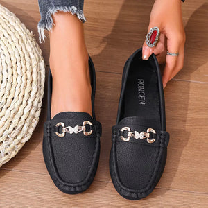Khaki Color flat loafers with not applicable