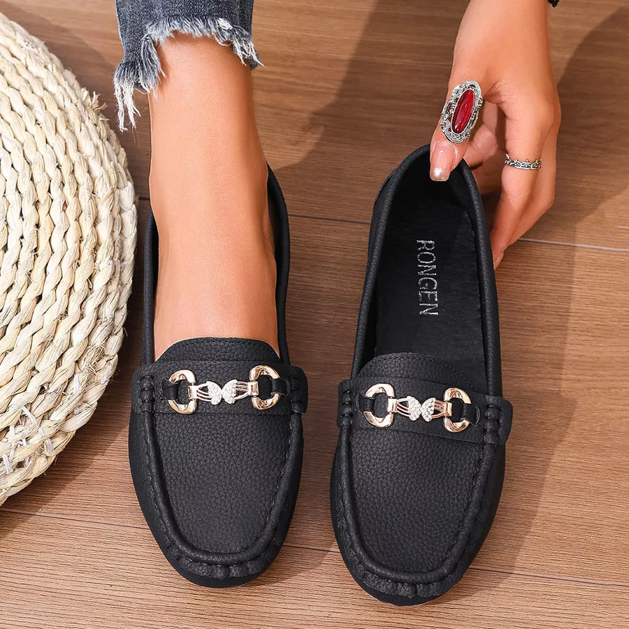 Khaki Color flat loafers with not applicable