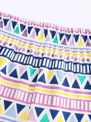 Toddler underwear with colorful geometric triangle and stripe print, cotton.