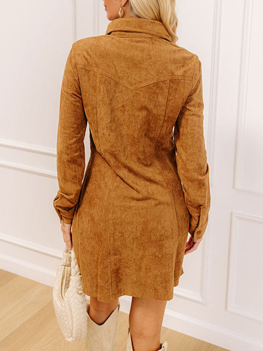 95% polyester, 5% spandex Care instructions: Machine wash cold shirt dress in Dark Green with A-line silhouette