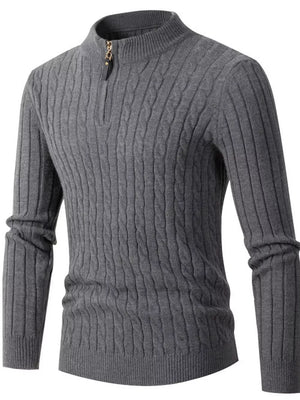 Men's Cable Knit Half-zip Sweater Plus Size in Blue