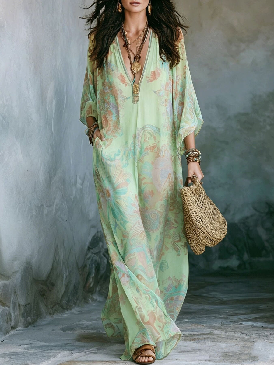 maxi dress in Fuchsia Pink with pocketed and maxi