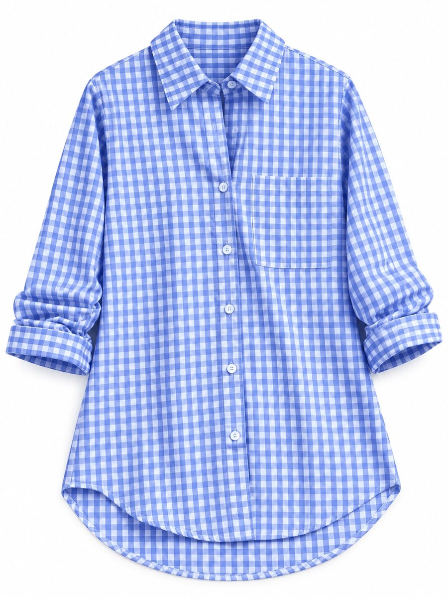 button-down shirt featuring gingham in Pink with Polyester & texture