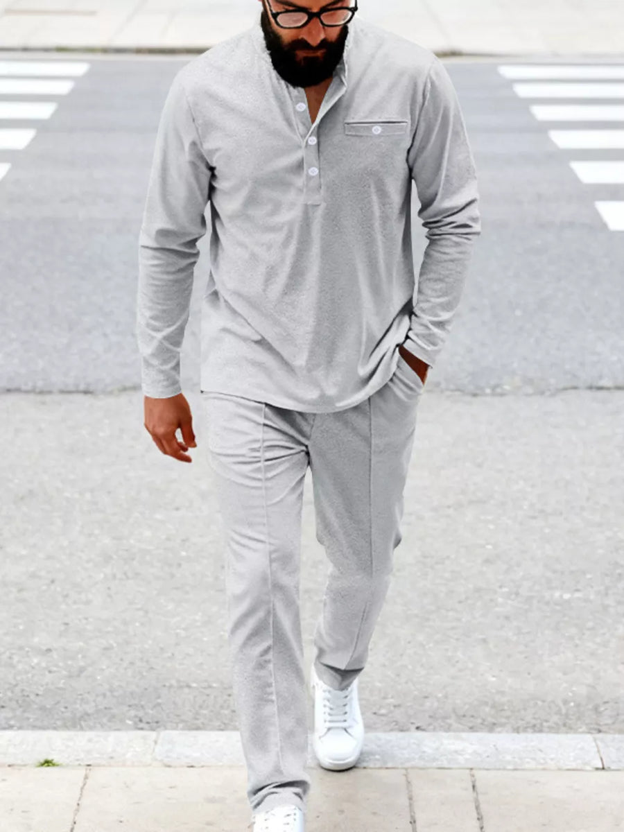 White regular henley with henley