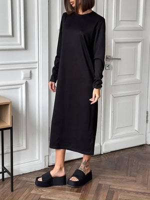 Beige midi dress with midi and pullover