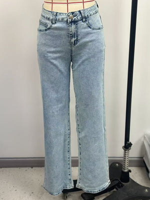 straight jeans in light blue