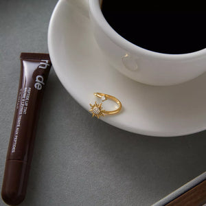 18k Gold-plated Zircon Sun Bypass Ring in gold with 18K gold-plated