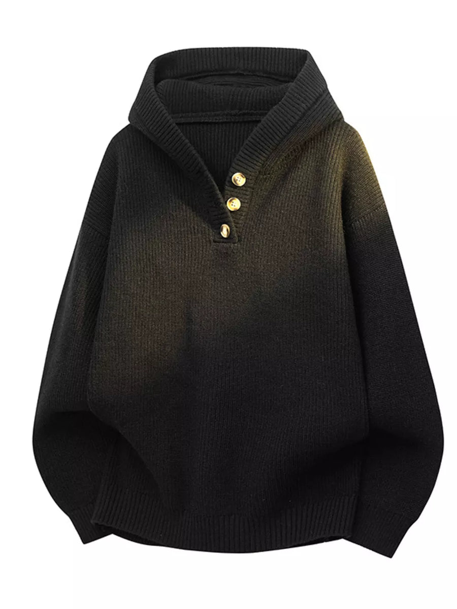 95%polyester,5%spandex Care instructions: Machine wash cold pullover sweater in Black with relaxed silhouette