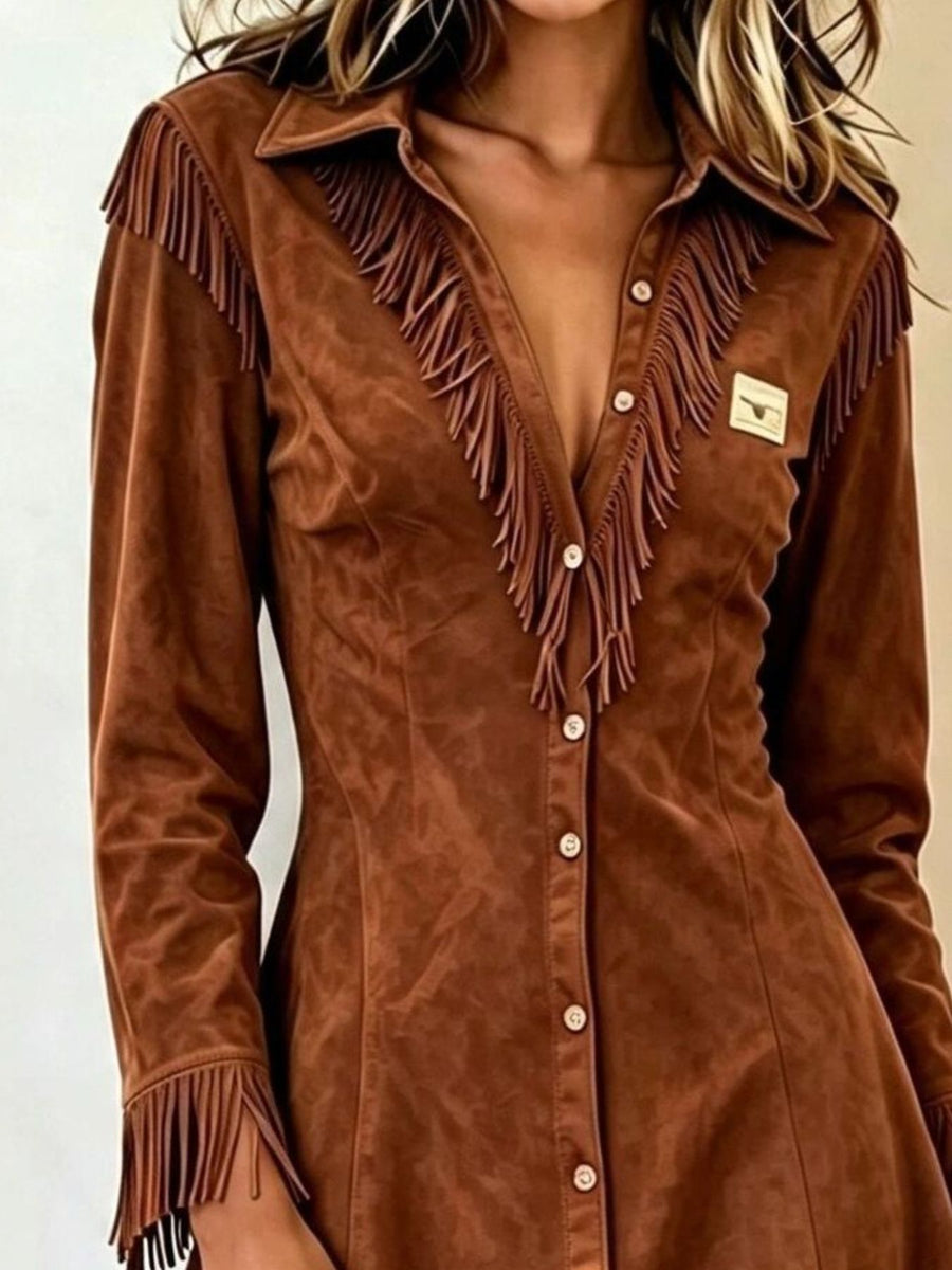 western shirt dress in Dusty Pink with collared