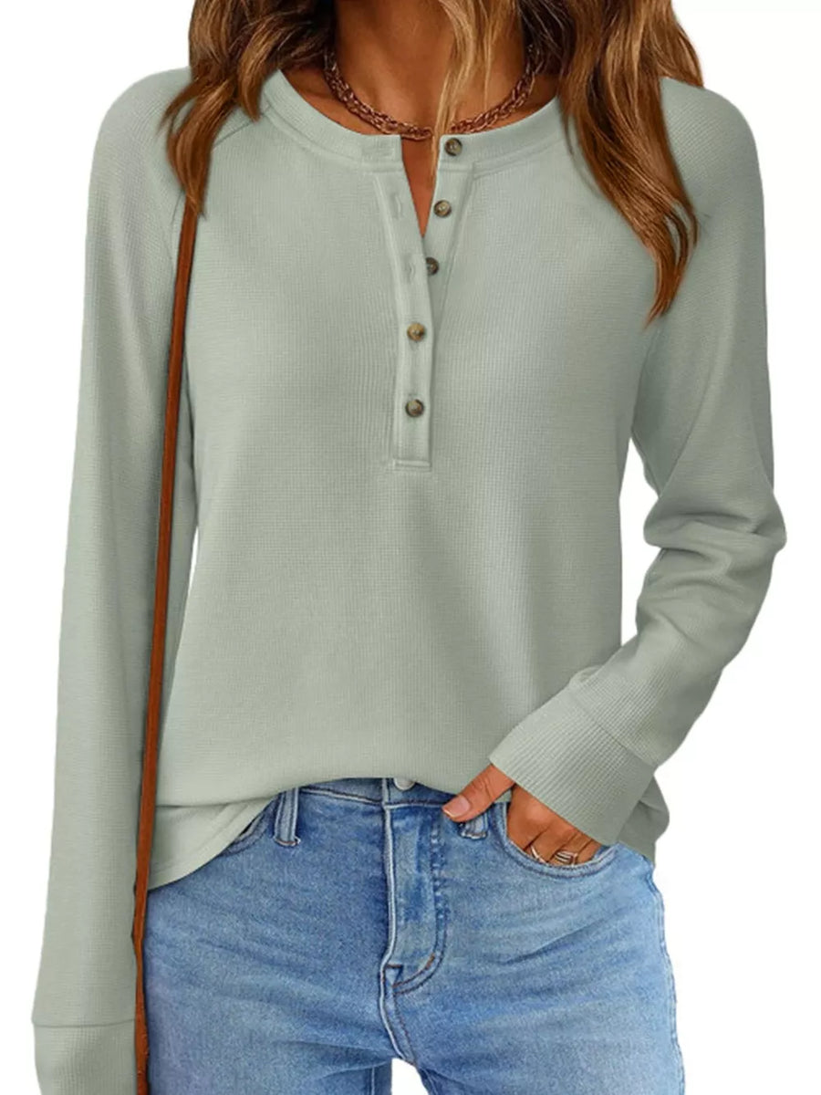 65% polyester, 30% viscose, 5% elastane Care instructions: Machine wash cold henley in Black with regular silhouette