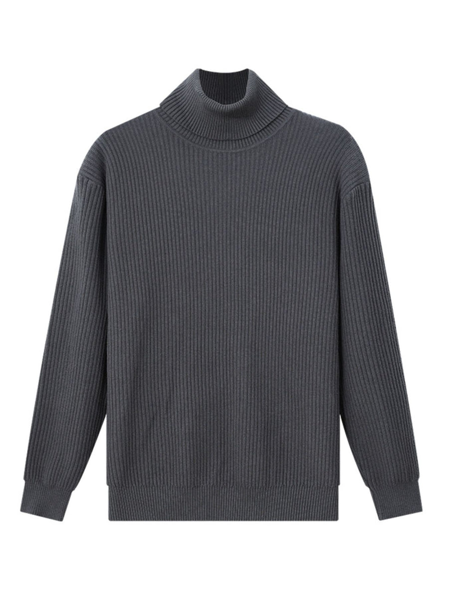 Light Gray turtleneck sweater with stretch and long sleeve