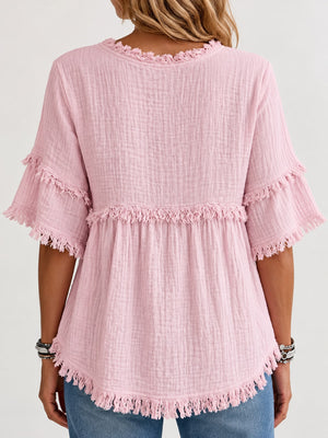 Polyester 100% Care instructions: Hand wash cold blouse in Red with relaxed silhouette