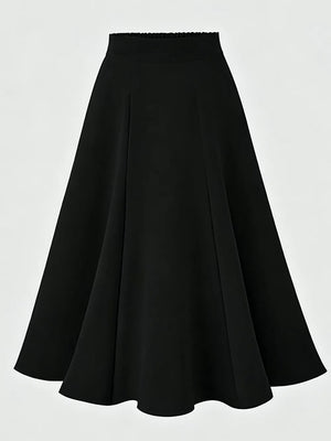 A-line Midi Skirt With Elastic Waistband, view 13