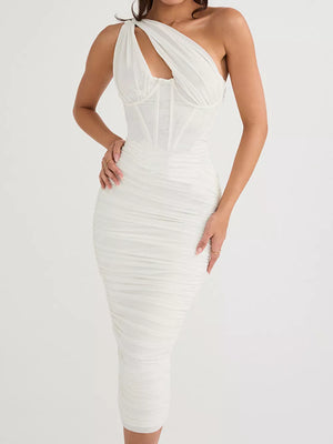 black midi dress with midi and side-zip